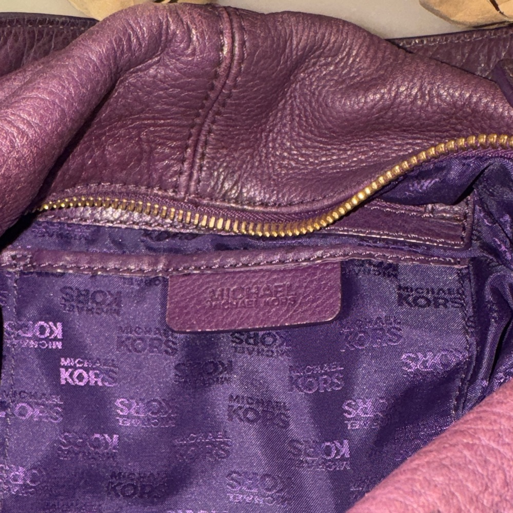 Michael Kors Deep Plum Pebbled Leather Shoulder Bag - Picture 4 of 5